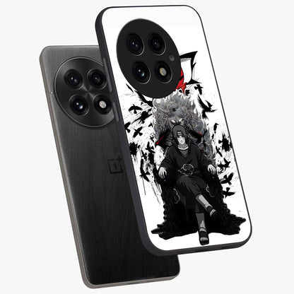Uchiha Shadow Throne Glass Case for 1+13 angled mockup showcasing glossy finish and dramatic shadow detailing