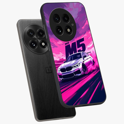 Velocity Drift Pulse Glass Case for 1+13 angled mockup showcasing glossy finish and bold speed gradients