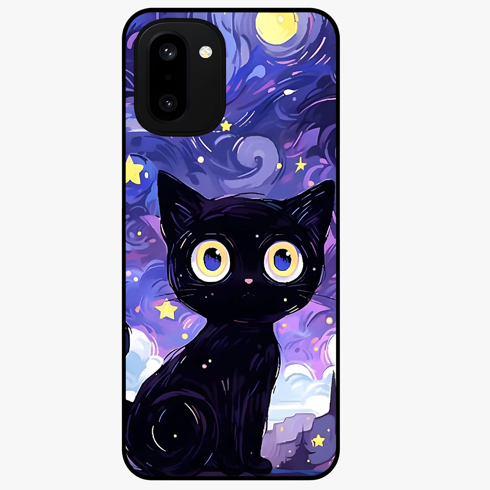 Abstract Cat Art Glass Case for 1+15R vibrant front view featuring modern artistic cat illustration