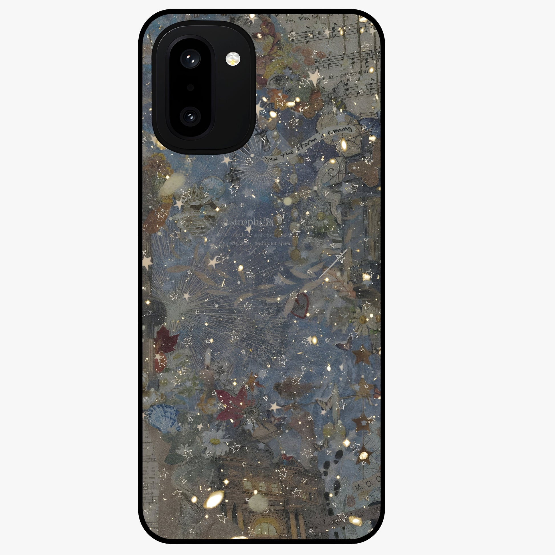 Aesthetic Astrolophia Glass Case for 1+15R front view featuring celestial astrology inspired artwork