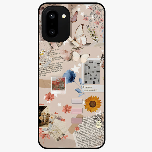 Aesthetic Butterfly Glass Case for 1+15R front view featuring elegant butterfly artwork with soft aesthetic tones