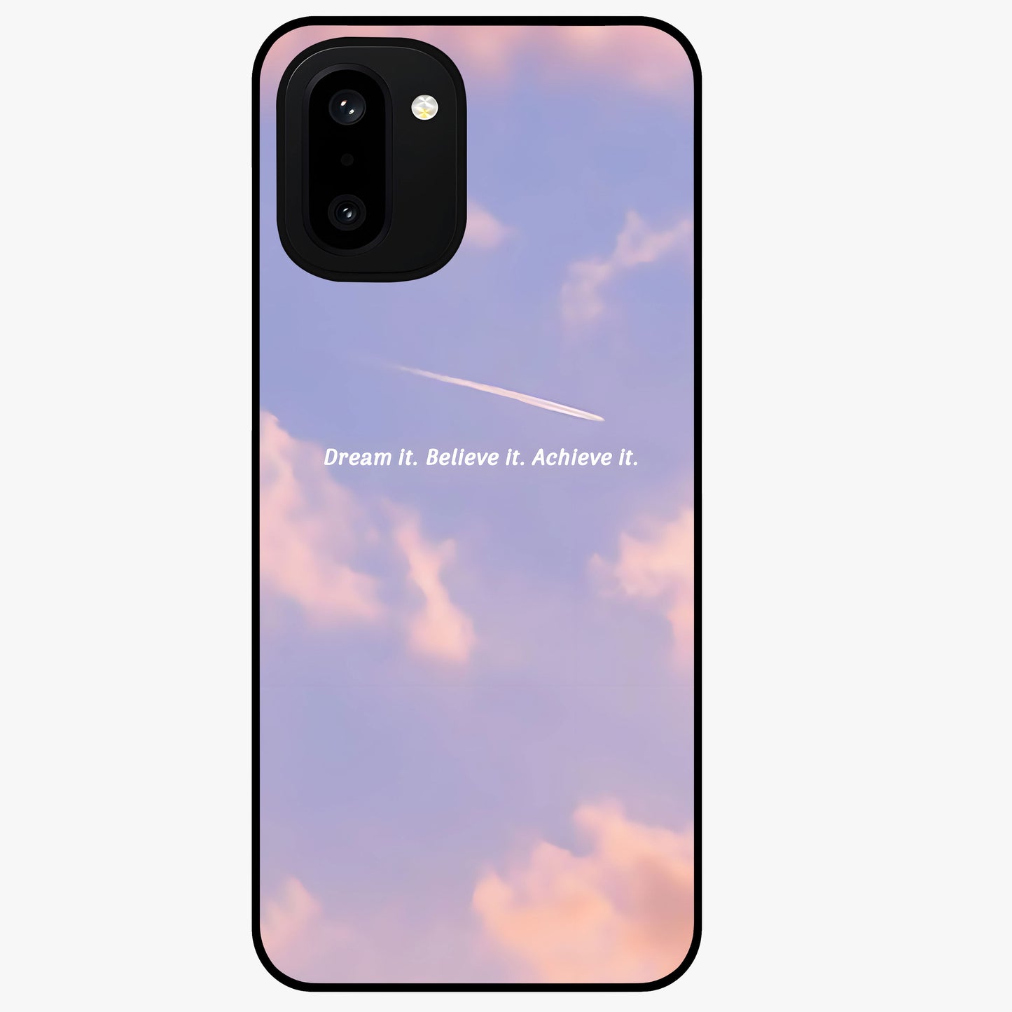 Aesthetic Clouds Dream Glass Case for 1+15R soft front view featuring dreamy pastel cloud artwork