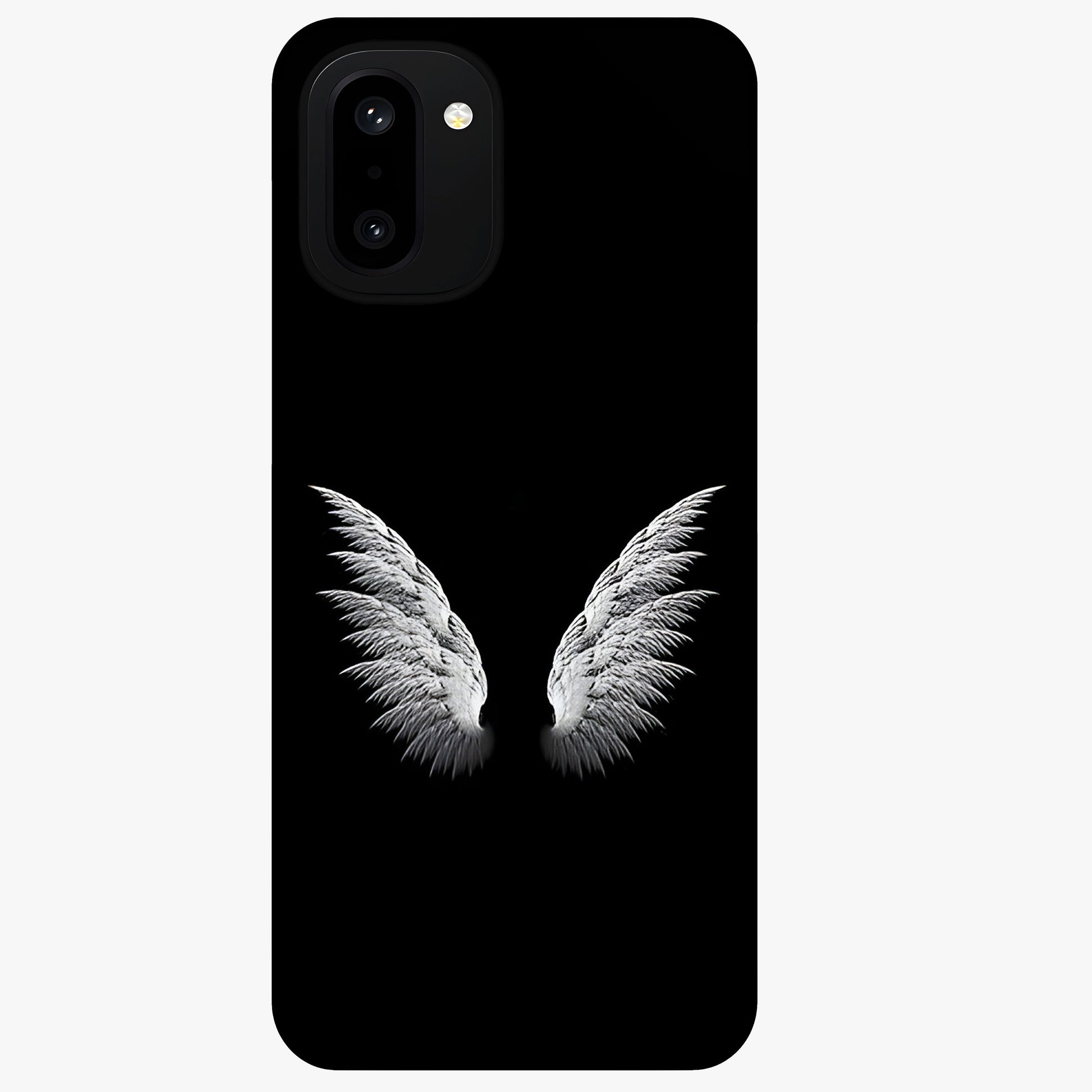 Angel Wing Grace Glass Case for 1+15R elegant front view featuring soft angel wing artwork