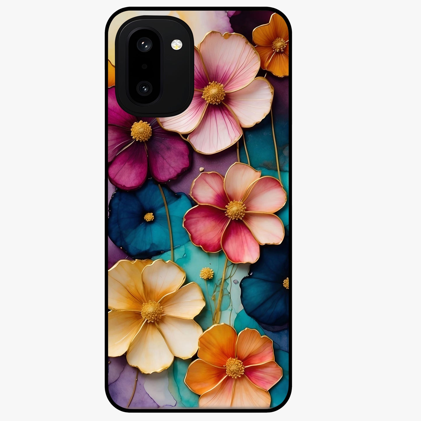 Artlyn Grace Flower Pattern Glass Case for 1+15R elegant front view featuring soft floral pattern artwork