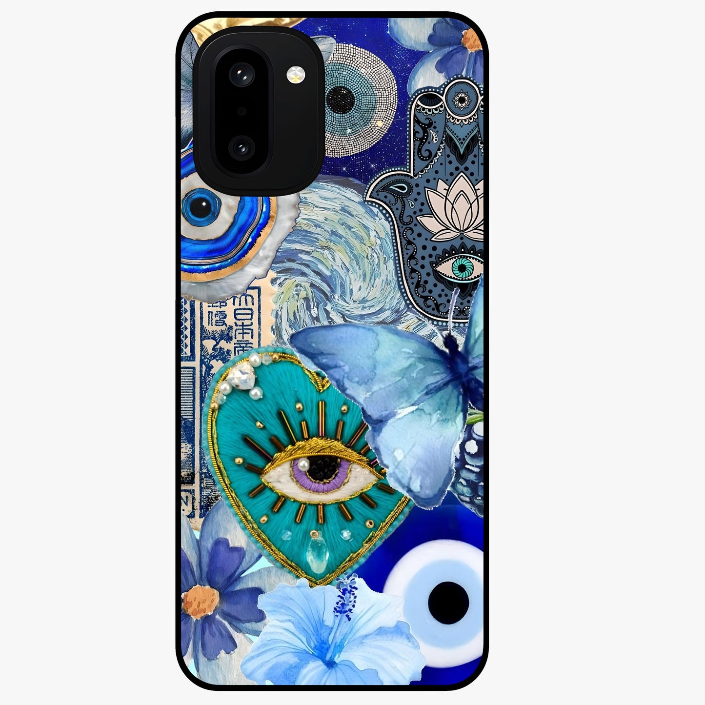 Audrey Zivan Glass Case for 1+15R stylish front view featuring bold artistic aesthetic design