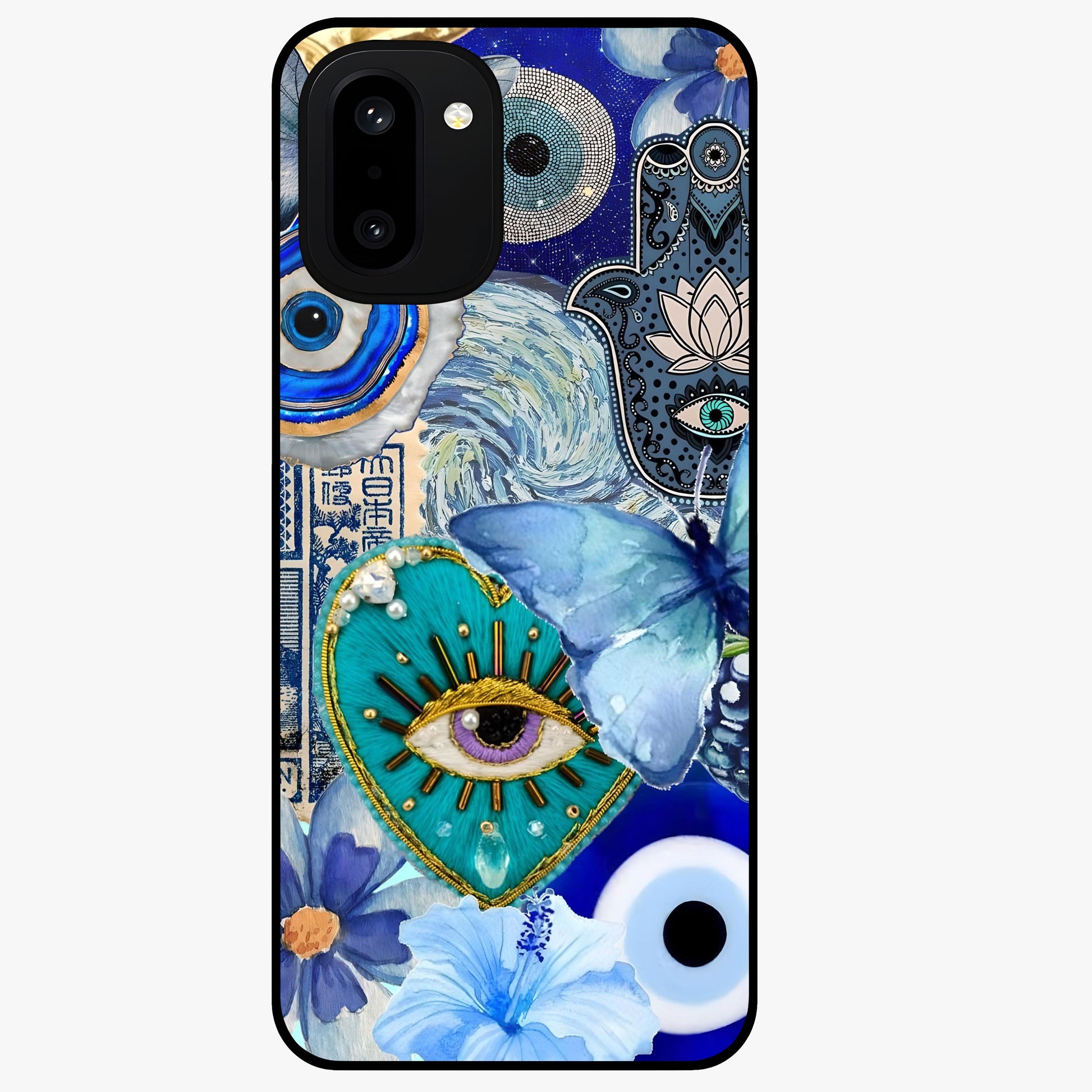 Audrey Zivan Glass Case for 1+15R stylish front view featuring bold artistic aesthetic design