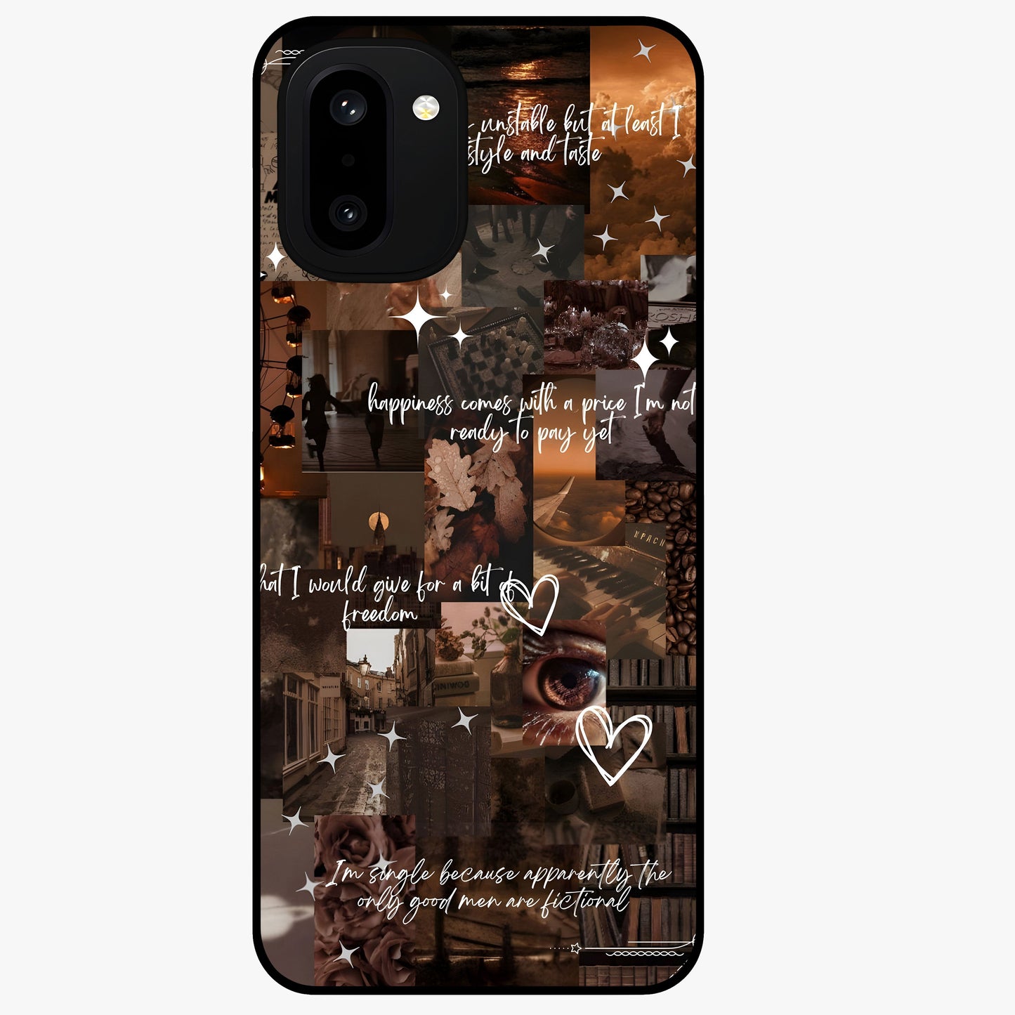 Bittersweet Aesthetic Chaos Glass Case for 1+15R bold front view featuring expressive abstract aesthetic artwork