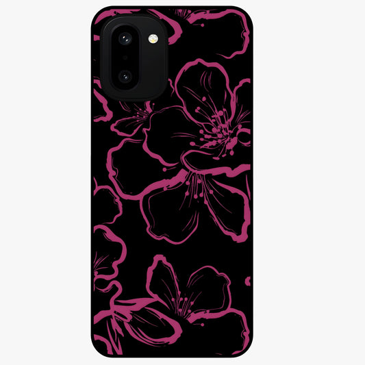 Black Violet Sketch Garden Glass Case for 1+15R artistic front view featuring violet floral sketch artwork