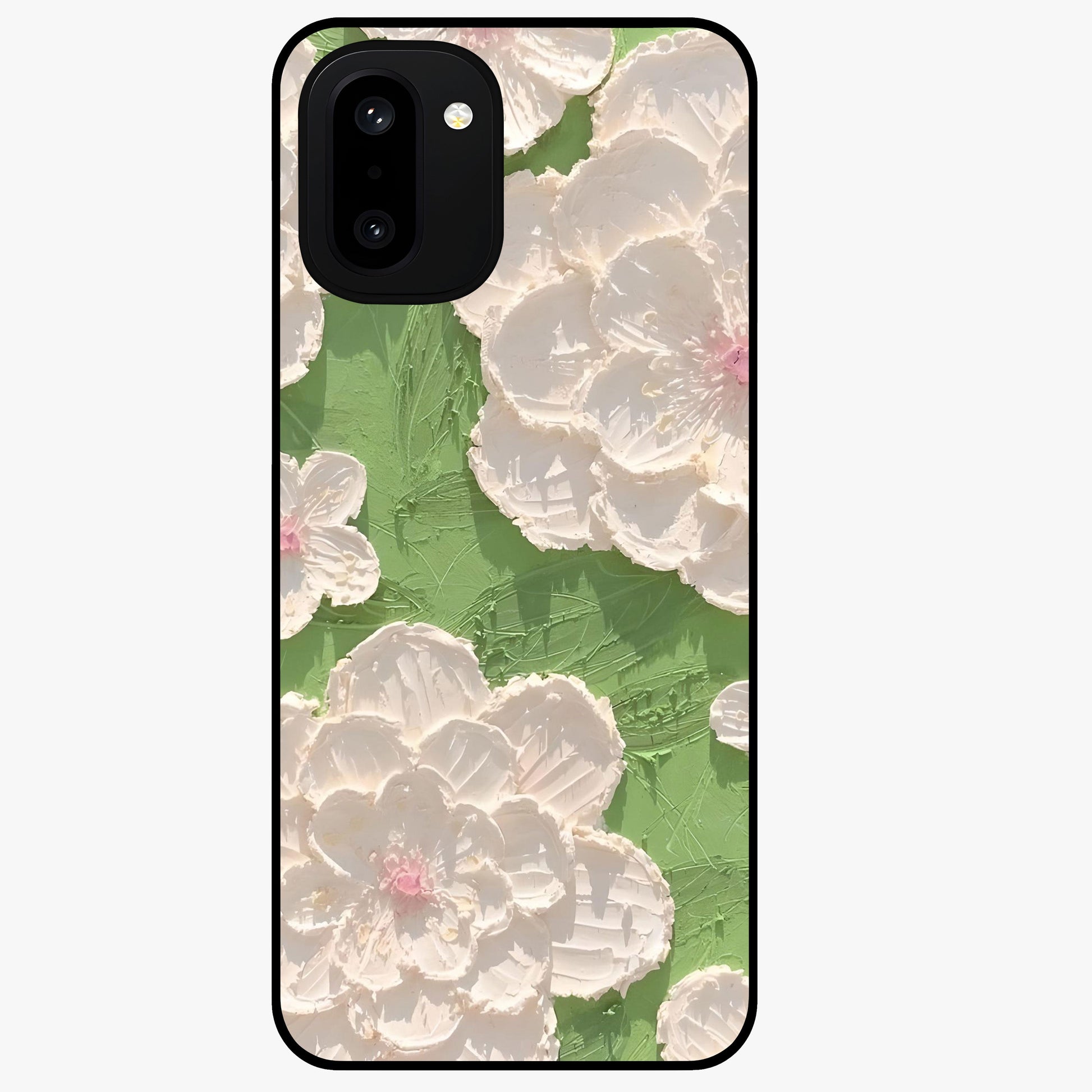 Blossom Meadow Dreams Glass Case for 1+15R dreamy front view featuring soft meadow floral artwork