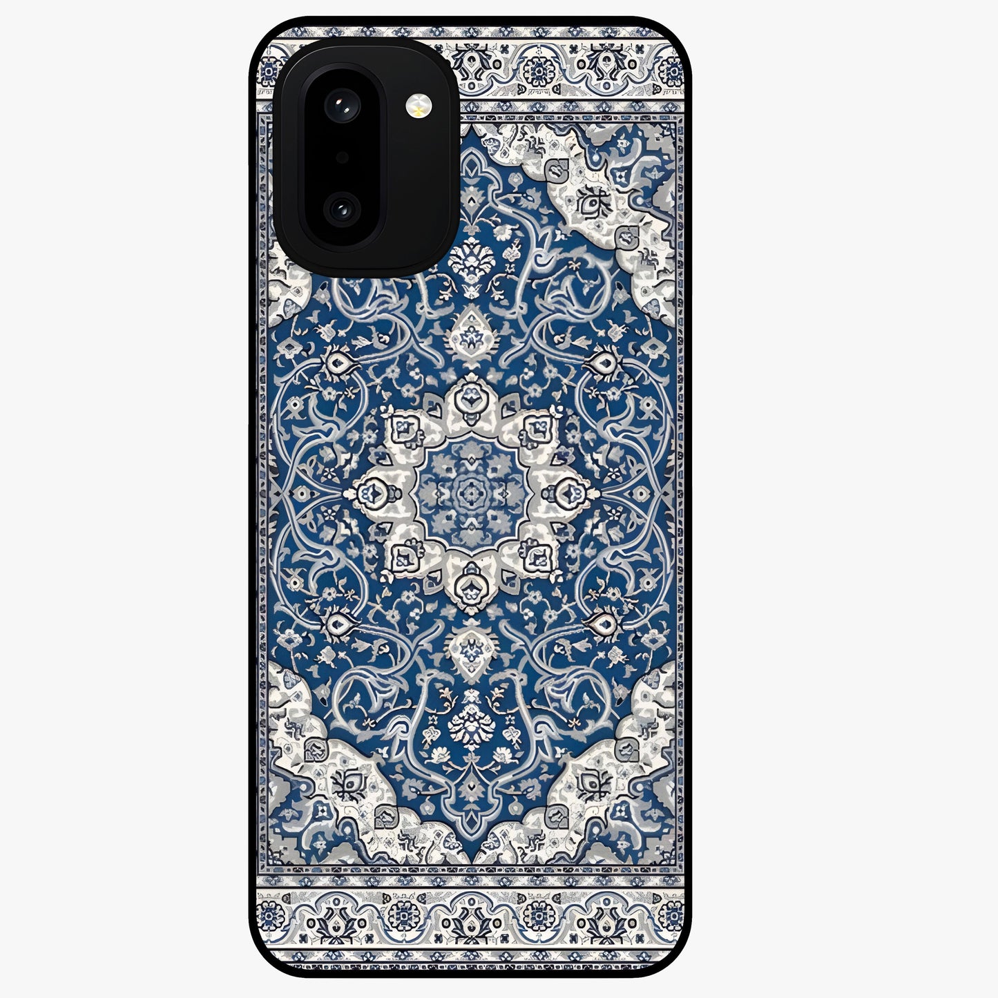 Blue Palace Dream Glass Case for 1+15R royal front view featuring palace inspired artwork in deep blue tones
