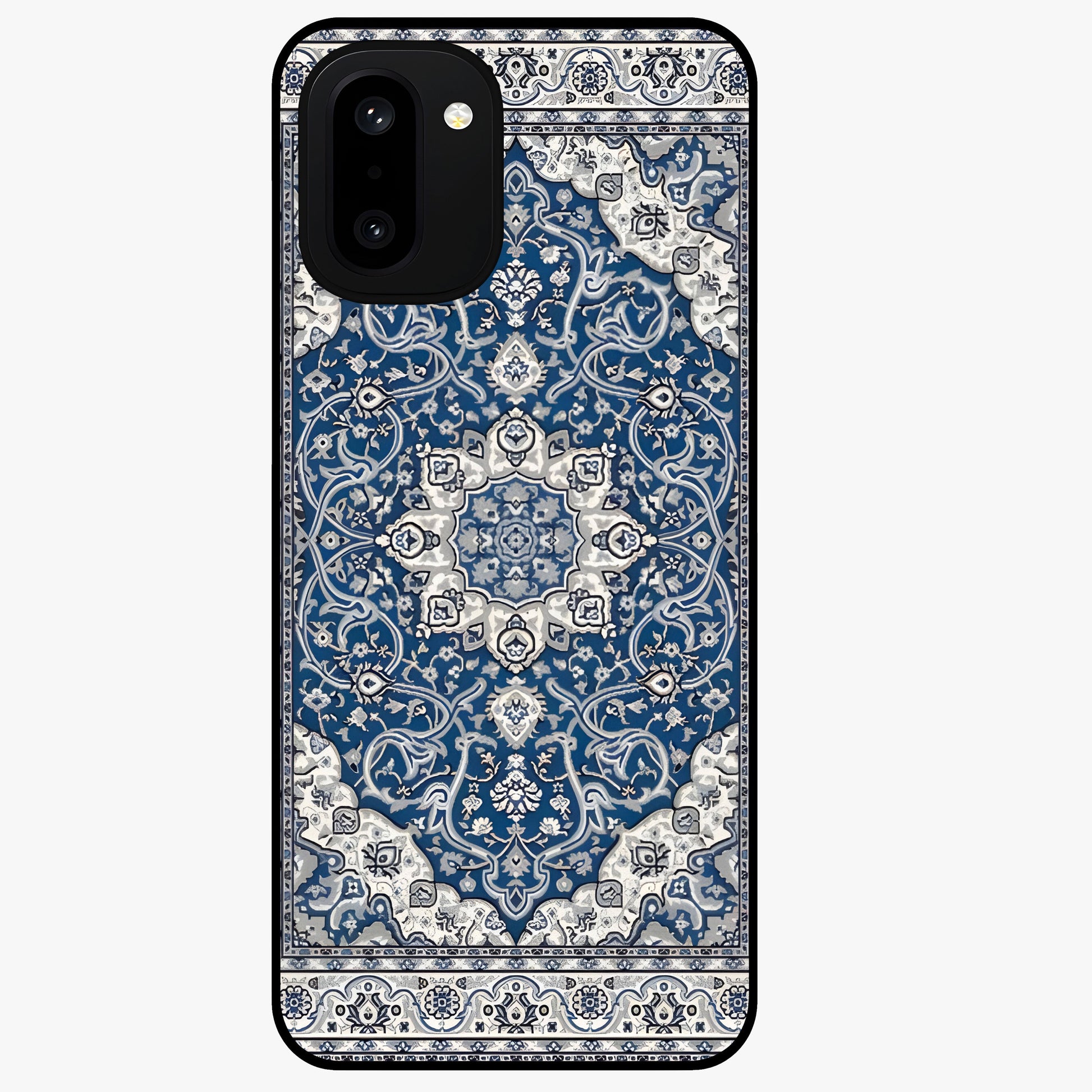 Blue Palace Dream Glass Case for 1+15R royal front view featuring palace inspired artwork in deep blue tones