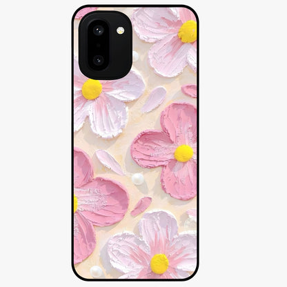 Blush Bloom Texture Glass Case for 1+15R artistic front view featuring textured floral blush artwork