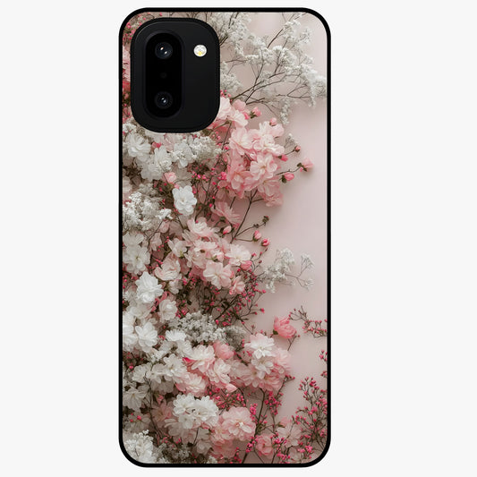 Blush Blossom Cloud Glass Case for 1+15R dreamy front view featuring soft blossom artwork with cloud inspired tones