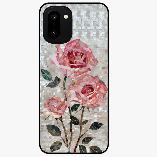 Blush Luxe Bloom Glass Case for 1+15R luxurious front view featuring refined blush floral artwork