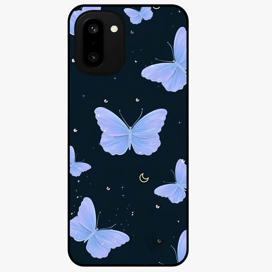Butterfly With Stars Pattern Glass Case for 1+15R dreamy front view featuring butterfly artwork with star accents
