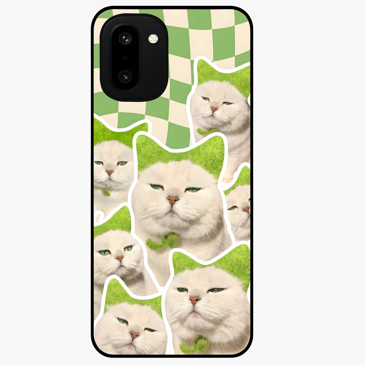 Cats Ethereal Bloom Glass Case for 1+15R artistic front view featuring cat illustration with soft floral bloom accents