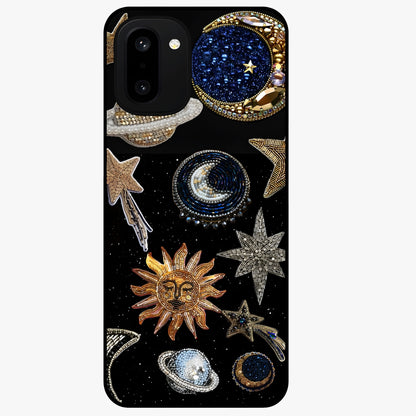 Celestial Gem Constellations Glass Case for 1+15R elegant front view featuring gemstone inspired constellation artwork