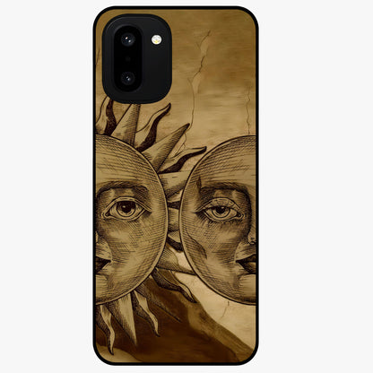 Celestial Relic Glow Glass Case for 1+15R mystical front view featuring ancient relic inspired cosmic artwork
