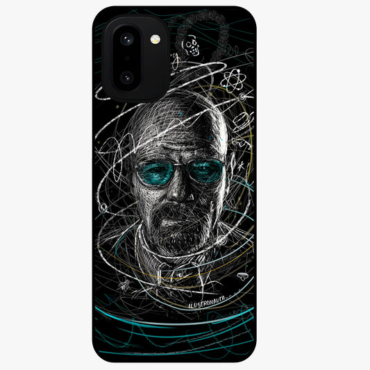 Chaotic Mind Genius Glass Case for 1+15R bold front view featuring expressive abstract typography artwork