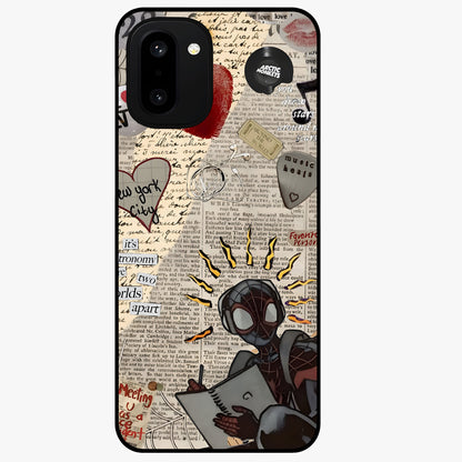 City Dream Sketch Glass Case for 1+15R showing full back design in clean flat view with artistic city sketch artwork and glossy glass finish.