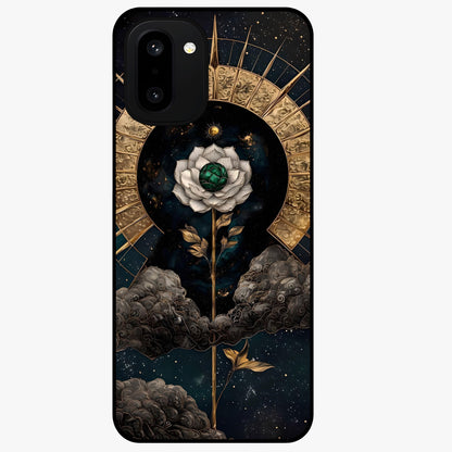 Cosmic Bloom Rose Glass Case for 1+15R elegant front view featuring rose artwork blended with cosmic background
