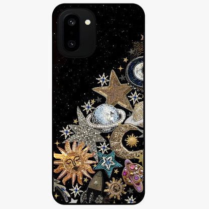 Cosmic Sparkle Dreams Glass Case for 1+15R magical front view featuring sparkling star artwork with dreamy gradients