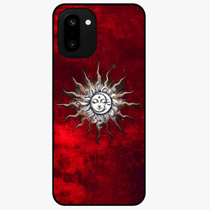 Cosmic Twin Eclipse Glass Case for 1+15R dramatic front view featuring dual eclipse artwork with deep space tones