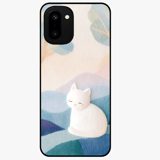 Cotton Dream Cat Glass Case for 1+15R soft front view featuring dreamy cat artwork in pastel tones