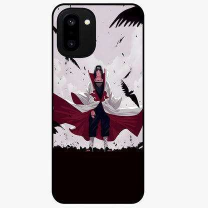 Crimson Crow Ascension Glass Case for 1+15R powerful front view featuring crow artwork with dark crimson background