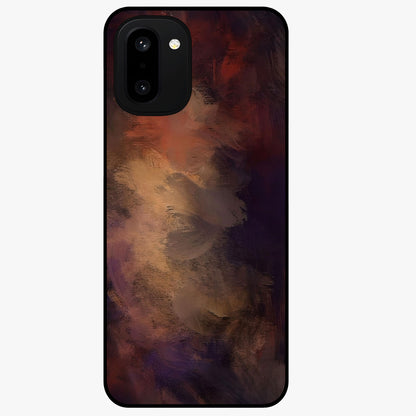 Crimson Dusk Whirl Glass Case for 1+15R dramatic front view featuring swirling dusk inspired crimson artwork
