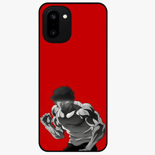 Crimson Power Rush Glass Case for 1+15R bold front view featuring dynamic red abstract motion artwork