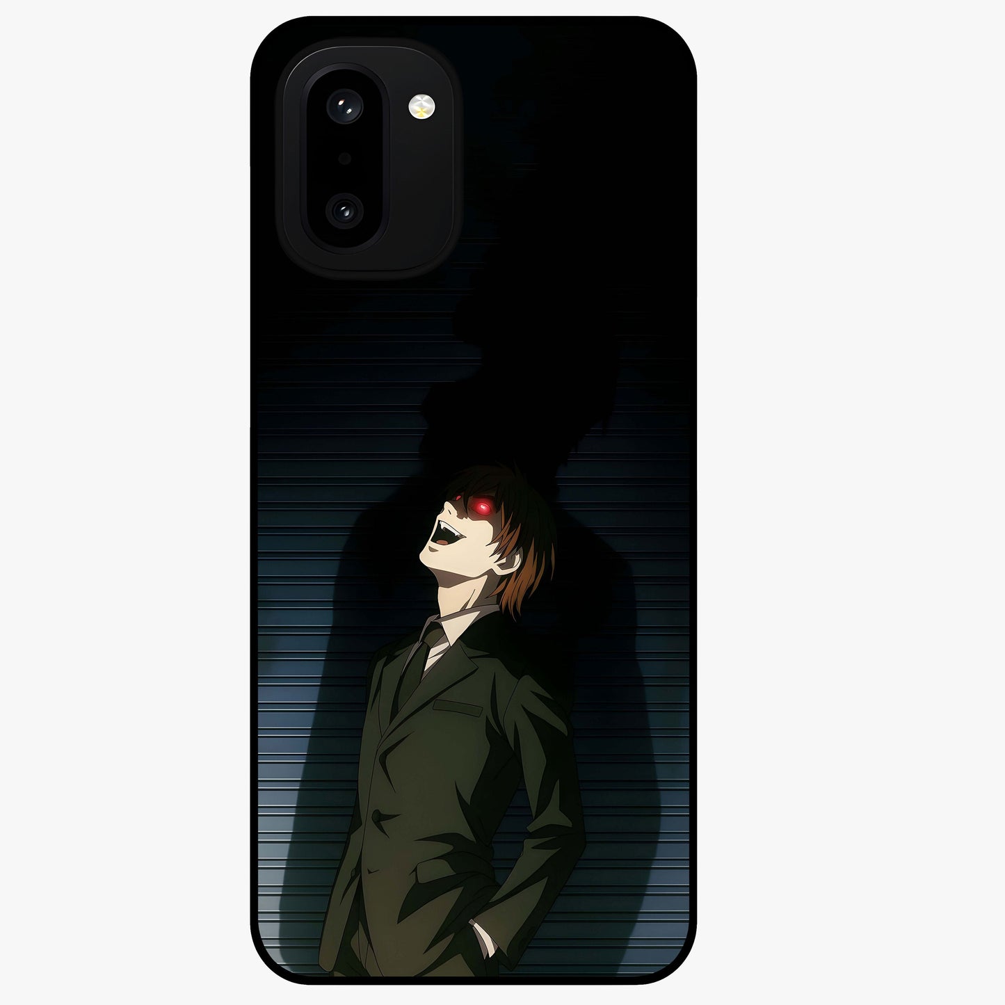 Crimson Shadow King Glass Case for 1+15R striking front view featuring bold shadow inspired crimson artwork