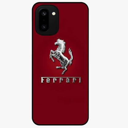 Crimson Stallion Prestige Glass Case for 1+15R powerful front view featuring majestic stallion artwork in crimson tones