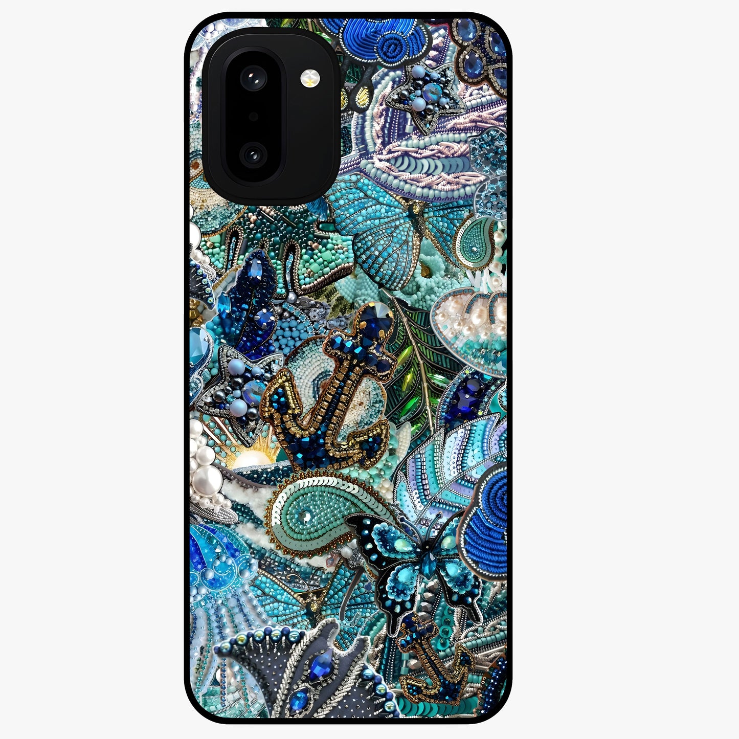 Crystal Ocean Magic Glass Case for 1+15R vibrant front view featuring sparkling ocean inspired artwork