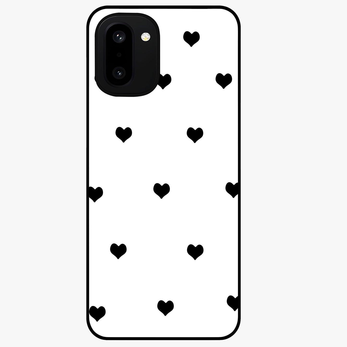 Cute and Simple Black Hearts Glass Case for OnePlus 15R |1+15R