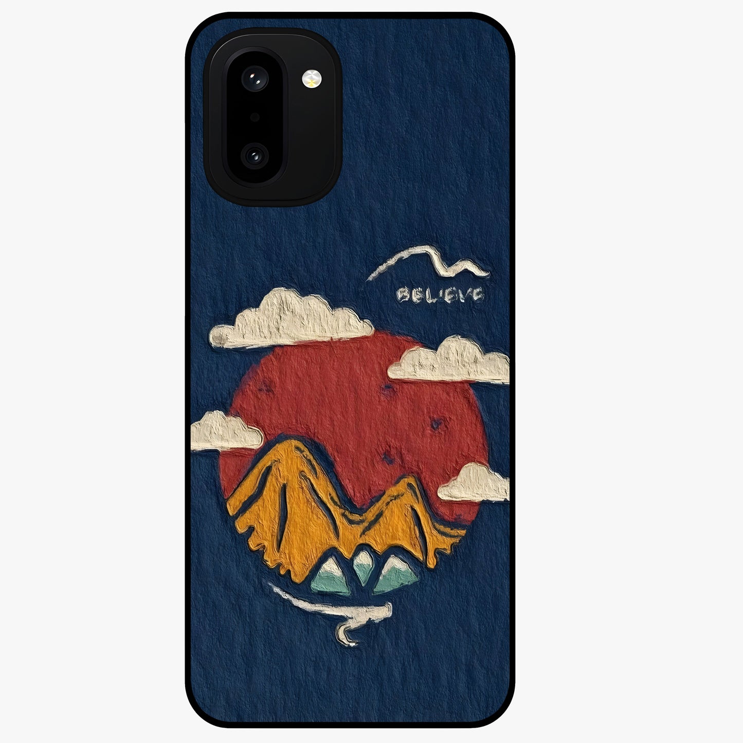 Dream Beyond Mountains Glass Case for 1+15R scenic front view featuring inspirational mountain landscape artwork
