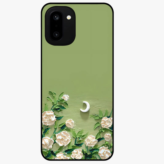 Emerald Bloom Calm Glass Case for 1+15R elegant front view featuring soothing emerald floral artwork
