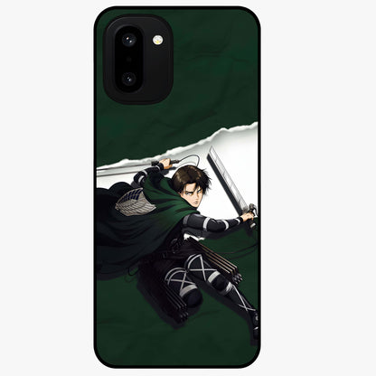 Emerald War Vanguard Glass Case for 1+15R striking front view featuring warrior inspired artwork in emerald tones
