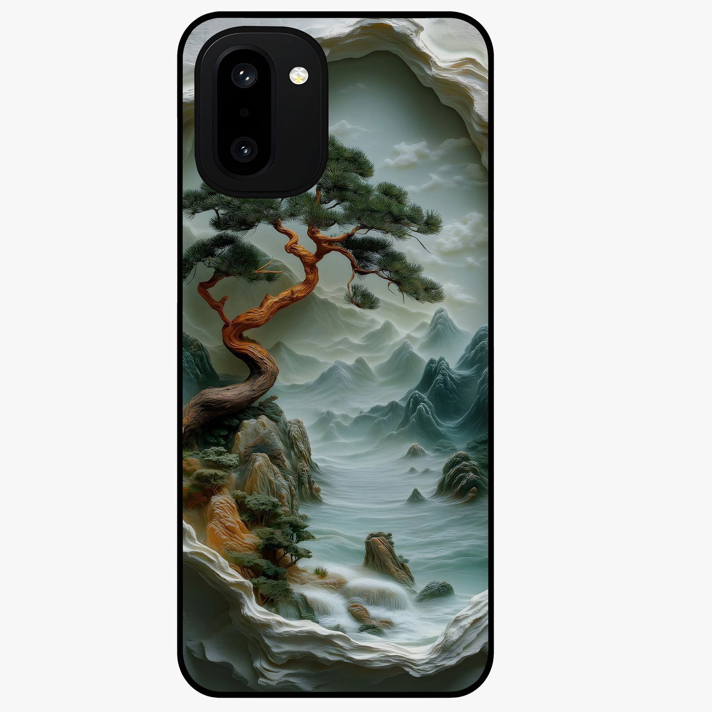 Eternal Nature Spirit Glass Case for 1+15R serene front view featuring earthy nature inspired artwork