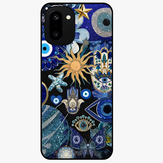 Evil Eye Charm Mix Glass Case for 1+15R vibrant front view featuring multiple evil eye charm artwork