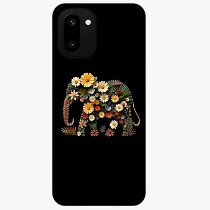 Floral Elephant Glass Case for 1+15R artistic front view featuring elephant illustration with floral detailing