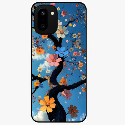 Floral Tree Glass Case for 1+15R elegant front view featuring blooming tree artwork