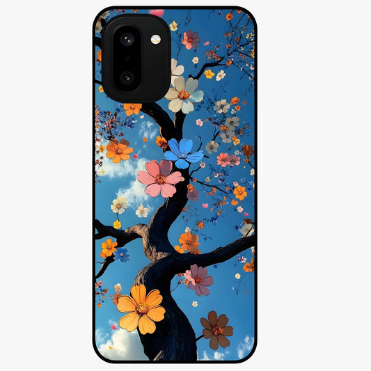 Floral Tree Glass Case for 1+15R elegant front view featuring blooming tree artwork