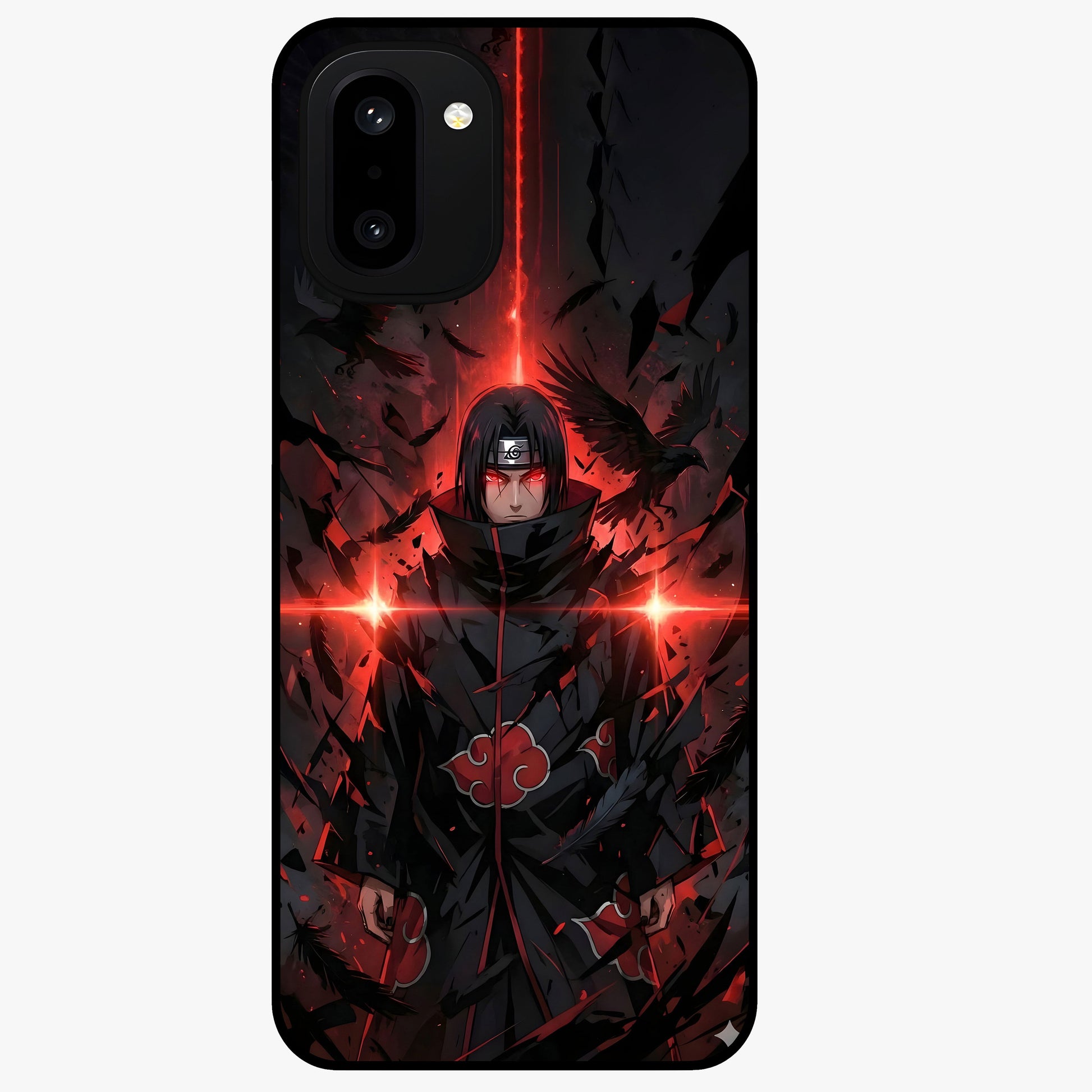 Focused Blade Discipline Glass Case for 1+15R bold front view featuring sharp blade inspired artistic artwork