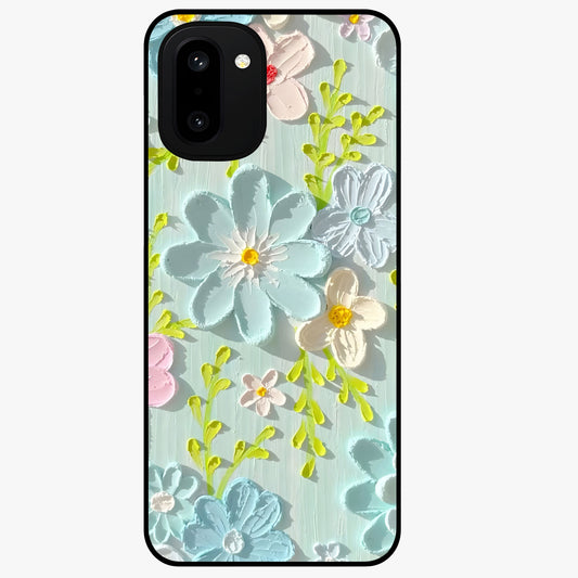 Frosted Petal Garden Glass Case for 1+15R soft front view featuring delicate floral artwork with frosted aesthetic tones