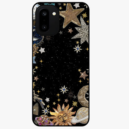 Galactic Jewel Stars Glass Case for 1+15R elegant front view featuring sparkling jewel inspired star artwork