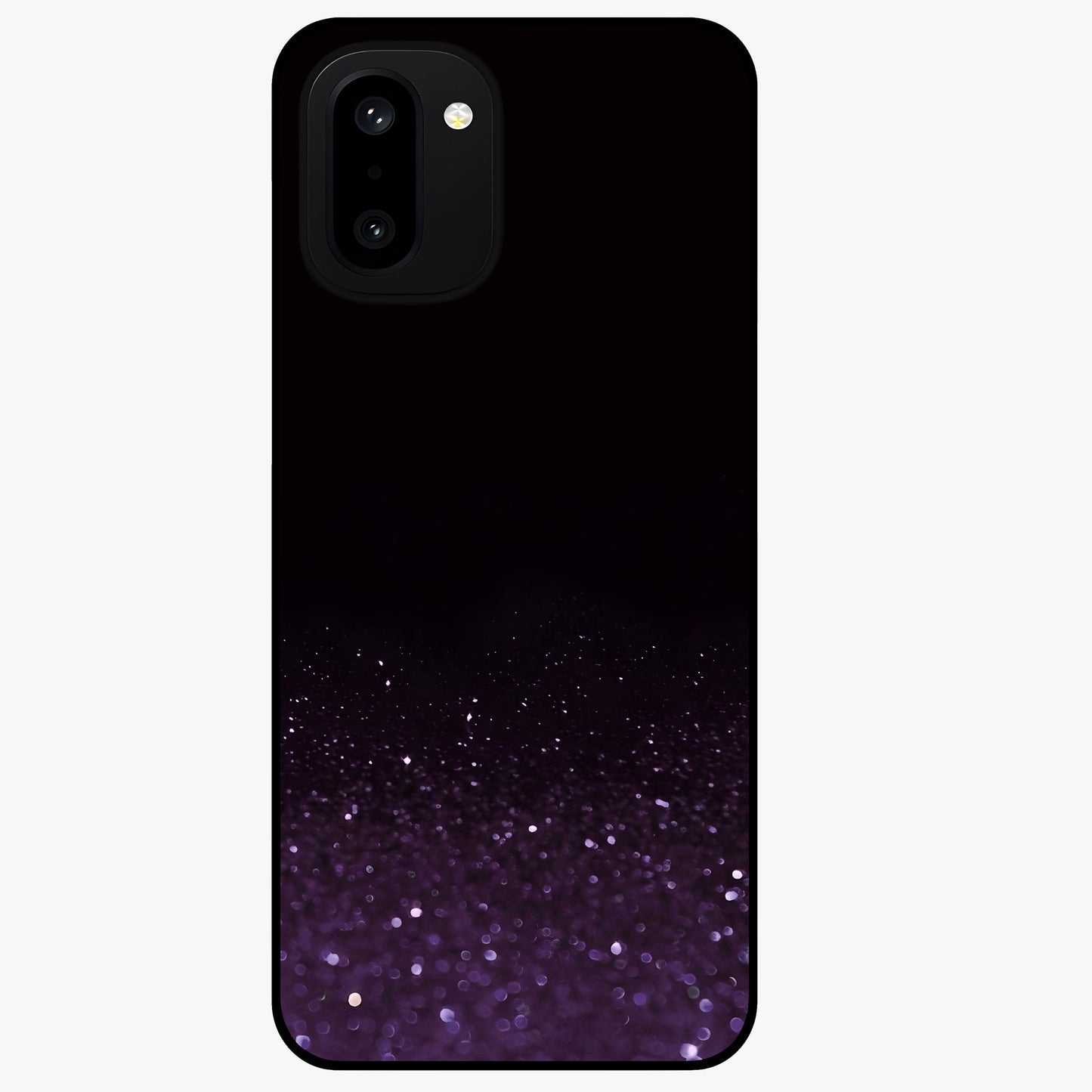 Glittery Purple Bokeh Glass Case for 1+15R vibrant front view featuring sparkling purple bokeh artwork