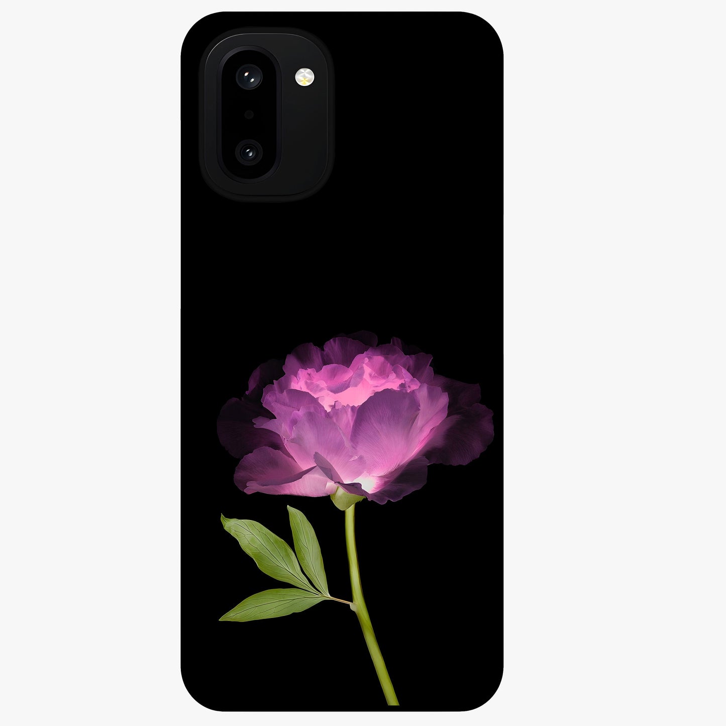 Glow Petal Bloom Glass Case for 1+15R radiant front view featuring luminous floral artwork