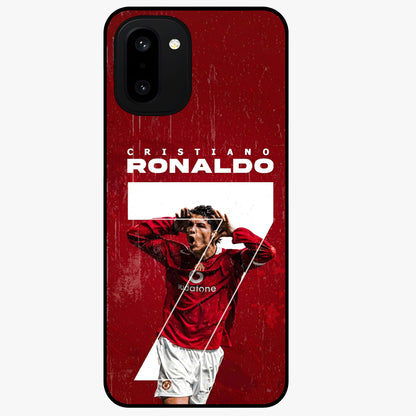 Goal Celebration Legacy Glass Case for 1+15R energetic front view featuring sports inspired celebration artwork