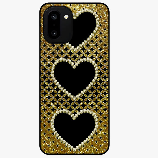 Golden Leaf Dreams Glass Case for 1+15R elegant front view featuring shimmering golden leaf artwork